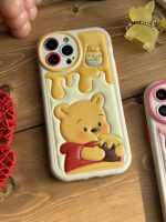 قاب موبایل آیفون برجسته خرس لوتسوهاگین و خرس پو محافظ لنزدار - Image 19