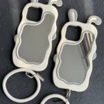 قاب موبایل آیفون خرگوش آینه ای سیلیکونی گوش دار + حلقه ست