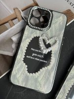 قاب موبایل آیفون قلب رمانتیک آیینه ای نگین دار + بندست - Image 8