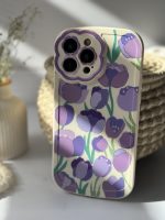 قاب موبایل آیفون گل لاله بنفش محافظ لنز طرح دار + حلقه ست ( 3011 ) - Image 9