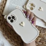 قاب موبایل آیفون گوش قلبی تک قلب کرمی