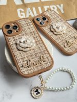 قاب موبایل آیفون شنل گل حصیری + بندست - Image 14
