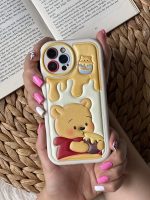 قاب موبایل آیفون برجسته خرس لوتسوهاگین و خرس پو محافظ لنزدار - Image 24