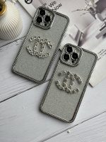 قاب موبایل آیفون شنل نگین دار برجسته براق نقره ای - Image 11