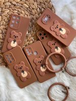 قاب موبایل آیفون خرس برانچ قهوه ای سیلیکونی + حلقه ست - Image 6