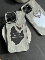 قاب موبایل آیفون قلب رمانتیک آیینه ای نگین دار + بندست - Image 5