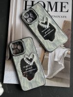 قاب موبایل آیفون قلب رمانتیک آیینه ای نگین دار + بندست - Image 23