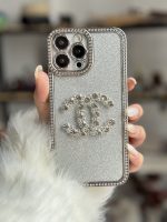 قاب موبایل آیفون شنل نگین دار برجسته براق نقره ای - Image 15