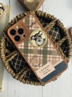 قاب موبایل آیفون باربری وینتیج استایل سگ قهوه ای محافظ لنزدار