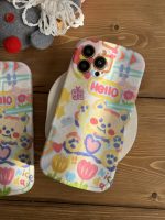 قاب موبایل آیفون خرس نقاشی آبرنگی پایه استند دار - Image 25