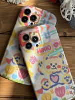 قاب موبایل آیفون خرس نقاشی آبرنگی پایه استند دار - Image 15