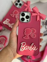 قاب موبایل آیفون باربی پاپیونی صورتی + بند بلند - Image 20