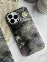 قاب موبایل آیفون سنگ ماربل دودی گل برجسته - Image 11