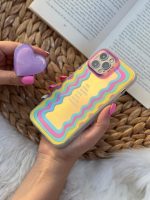 قاب موبایل آیفون هپی لایف هفت رنگ + پاپسوکت قلبی بنفش - Image 12