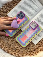 قاب موبایل آیفون هپی لایف هفت رنگ + پاپسوکت قلبی بنفش - Image 20