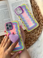 قاب موبایل آیفون هپی لایف هفت رنگ + پاپسوکت قلبی بنفش - Image 11