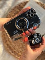 قاب موبایل آیفون دوربین آنالوگ کلاسیک محافظ لنزدار + بند بلند - Image 17