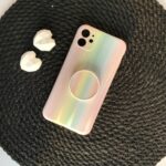 قاب موبایل آیفون رنگین کمانی مینیمال عمودی + پاپ سوکت