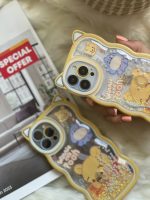 قاب موبایل آیفون خرس پو زرد آکواریومی مروارید دار گوش دار - Image 17