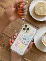 قاب موبایل آیفون خرس و پروانه نقاشی + بندست کوتاه - Image 4