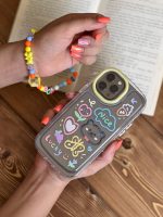 قاب موبایل آیفون خرس و پروانه نقاشی + بندست کوتاه - Image 3