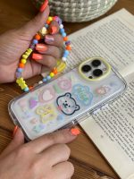 قاب موبایل آیفون خرس و پروانه نقاشی + بندست کوتاه - Image 26