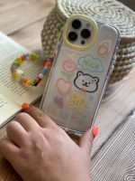 قاب موبایل آیفون خرس و پروانه نقاشی + بندست کوتاه - Image 30