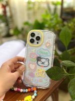 قاب موبایل آیفون خرس و پروانه نقاشی + بندست کوتاه - Image 31