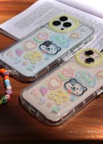 قاب موبایل آیفون خرس و پروانه نقاشی + بندست کوتاه - Image 32