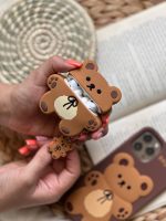 قاب موبایل آیفون خرس قهوه ای مینیمال سیلیکونی + آویز - Image 20