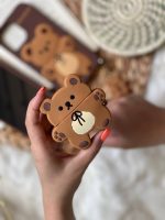 قاب موبایل آیفون خرس قهوه ای مینیمال سیلیکونی + آویز - Image 23