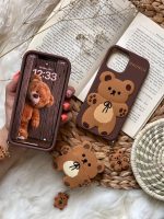 قاب موبایل آیفون خرس قهوه ای مینیمال سیلیکونی + آویز - Image 24