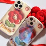 قاب موبایل آیفون فلاورز رزقرمز خرگوشی محافظ لنزدار