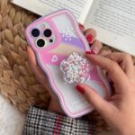 قاب موبایل آیفون ماه و ستاره و رنگین کمان خرسی + پاپ سوکت ستاره متحرک