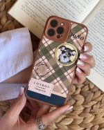 قاب موبایل آیفون باربری وینتیج استایل سگ قهوه ای محافظ لنزدار - Image 20