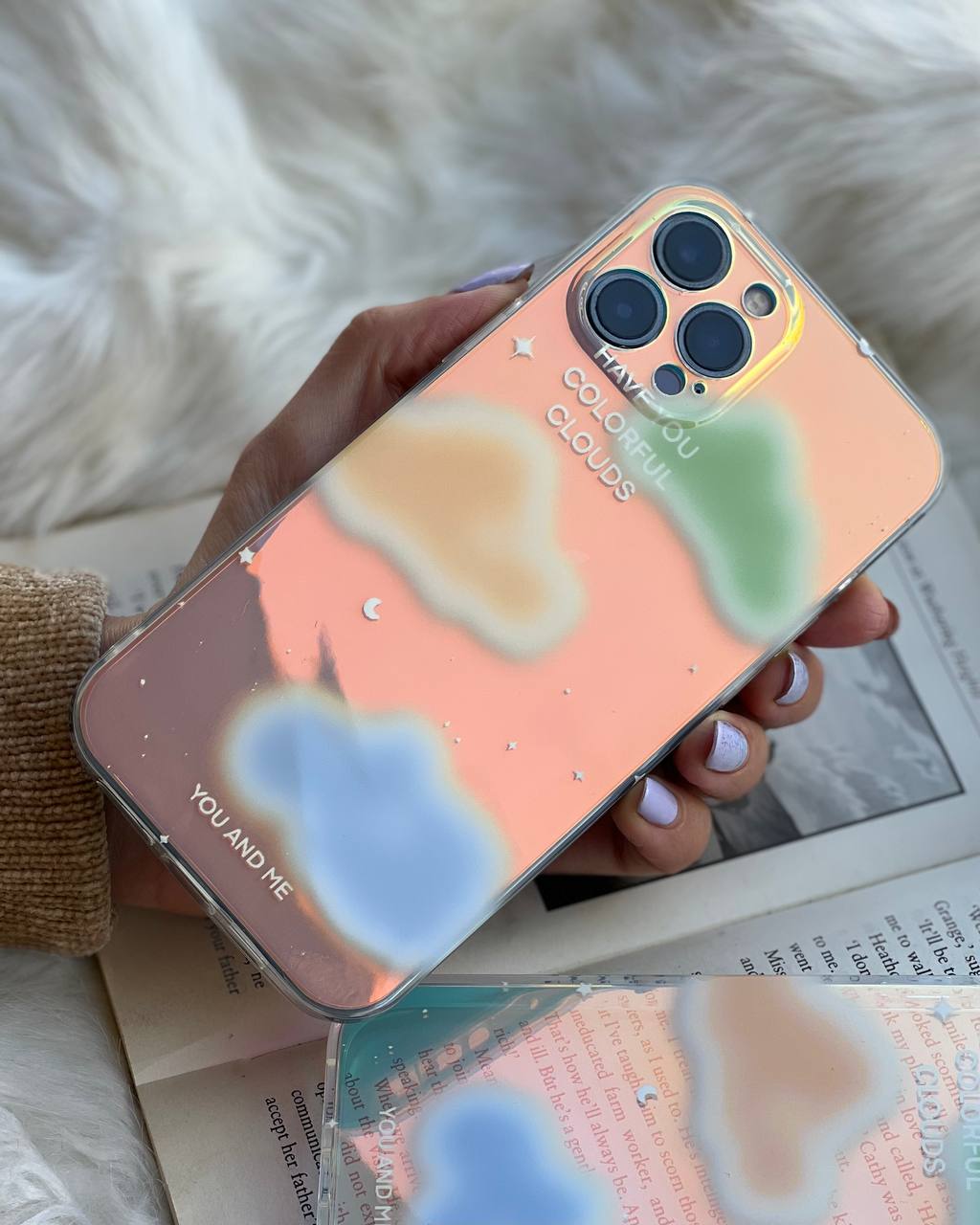 قاب موبایل آیفون ابرهای رنگی رنگی محافظ لنزدار قاب موبایل آیفون ابرهای رنگی رنگی محافظ لنزدار - Image 1