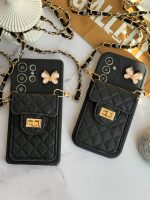 قاب موبایل سامسونگ مشکی بند زنجیری بلند بالشتی پروانه ای جاکارتی دار - Image 9