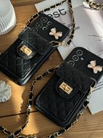 قاب موبایل سامسونگ مشکی بند زنجیری بلند بالشتی پروانه ای جاکارتی دار - Image 12