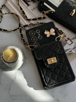 قاب موبایل سامسونگ مشکی بند زنجیری بلند بالشتی پروانه ای جاکارتی دار - Image 19