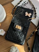 قاب موبایل سامسونگ مشکی بند زنجیری بلند بالشتی پروانه ای جاکارتی دار - Image 11