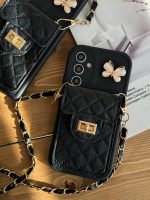 قاب موبایل سامسونگ مشکی بند زنجیری بلند بالشتی پروانه ای جاکارتی دار - Image 16