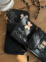 قاب موبایل سامسونگ مشکی بند زنجیری بلند بالشتی پروانه ای جاکارتی دار - Image 22