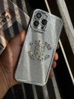 قاب موبایل آیفون شنل نگین دار برجسته براق نقره ای - Image 6
