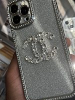 قاب موبایل آیفون شنل نگین دار برجسته براق نقره ای - Image 4