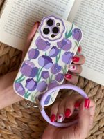 قاب موبایل آیفون گل لاله بنفش محافظ لنز طرح دار + حلقه ست ( 3011 ) - Image 5