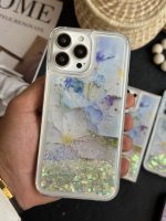 قاب موبایل ( آیفون - سامسونگ ) گل لوندر آکواریومی متحرک پولکی