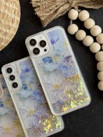 قاب موبایل ( آیفون - سامسونگ ) گل لوندر آکواریومی متحرک پولکی - Image 2