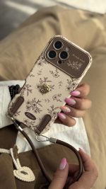 قاب موبایل آیفون گل ویکتورین استایل + بندست