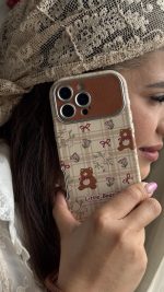 قاب موبایل آیفون خرس پاپیون استریپ + بندست کنفی ساده - Image 5