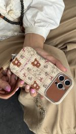 قاب موبایل آیفون خرس پاپیون استریپ + بندست کنفی ساده - Image 2